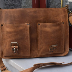 Leather Briefcase,Men's Briefcase,Leather Messenger bag,15 inch laptop bag,leather office bag,leather business bag,handmade briefcase, image 3