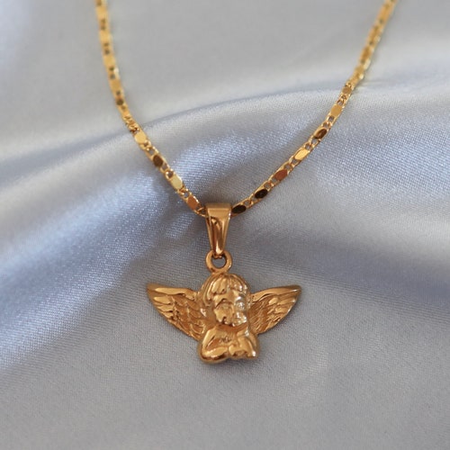 Heaven Sent Cherub Necklace Gold Plated 