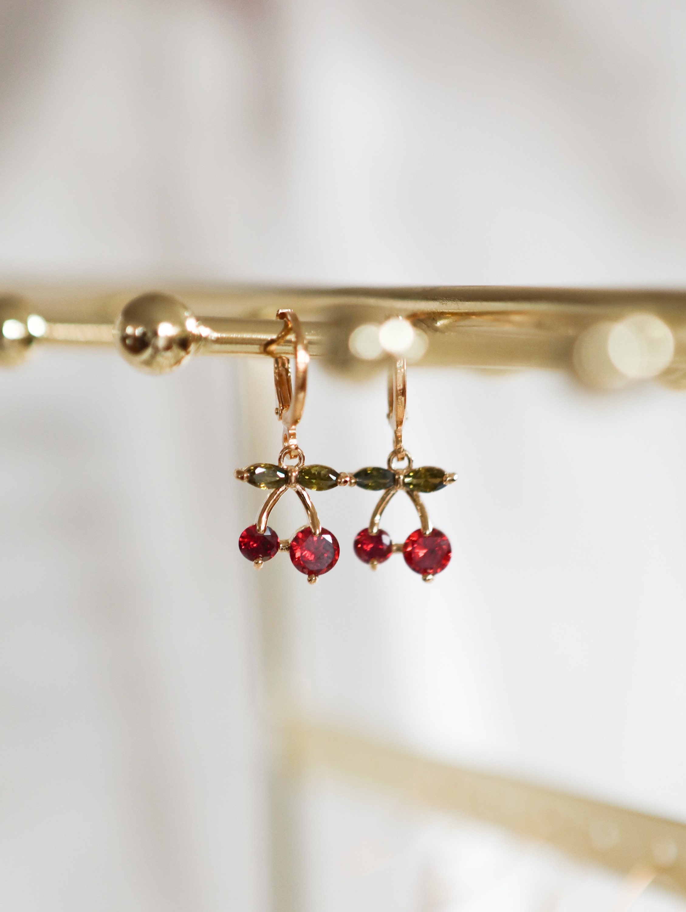 Travel Huggie Gold Charm Earring with Pavé Crystals on a Cuff Hoop