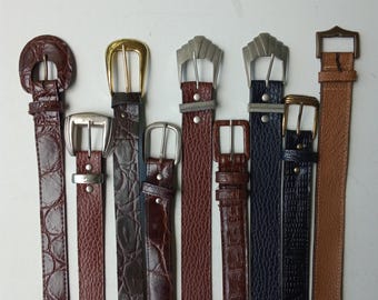 Vintage GARUGLIERI Dark Brown Italian Leather Belt Silver  display picture 3
