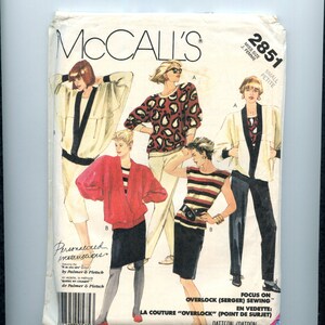 McCalls 2851/Unlined Jacket/Top/Skirt/Pants/Size Small 10-12/Uncut/Factory Folded