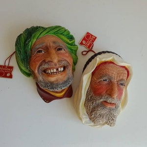 Deadstock Bossons Chalkware Heads/Choose Syrian or Kurd/England Collectible Vintage Retro Wall Decor