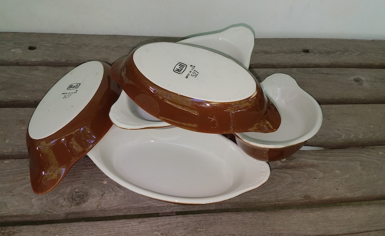 Hall China Au Gratin Baking Dishes  527 Brown Glaze/6 Pieces image 1