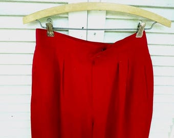 NWOT/Liz Claiborne Red High Waist Silk Trousers/Size 10