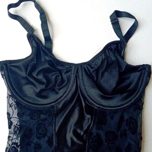 Vintage Romantic Black Bodysuit Teddy Burlesque Pin-Up