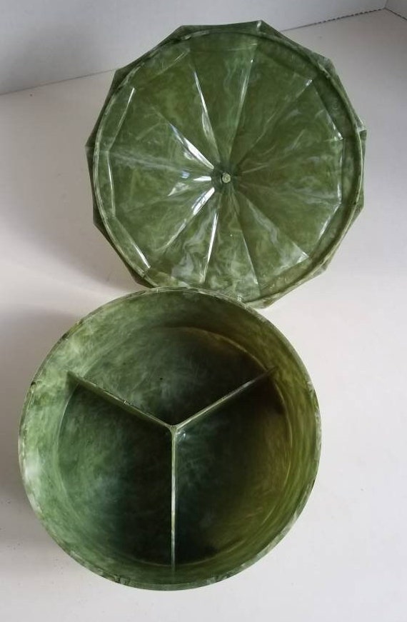 Vintage Mid Century Oriental Jade Plastic Trinket… - image 5