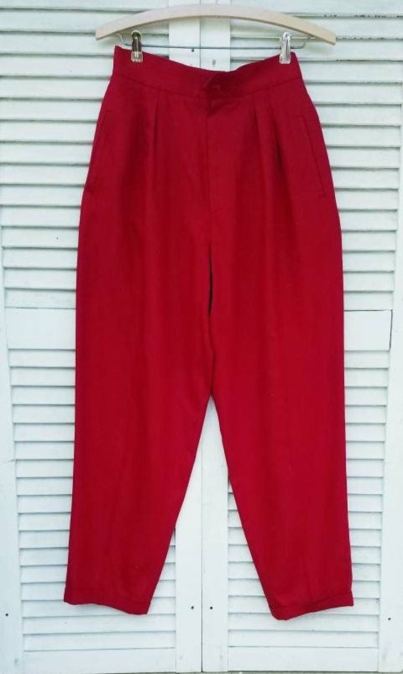 NWOT/Liz Claiborne Red High Waist Silk Trousers/Si