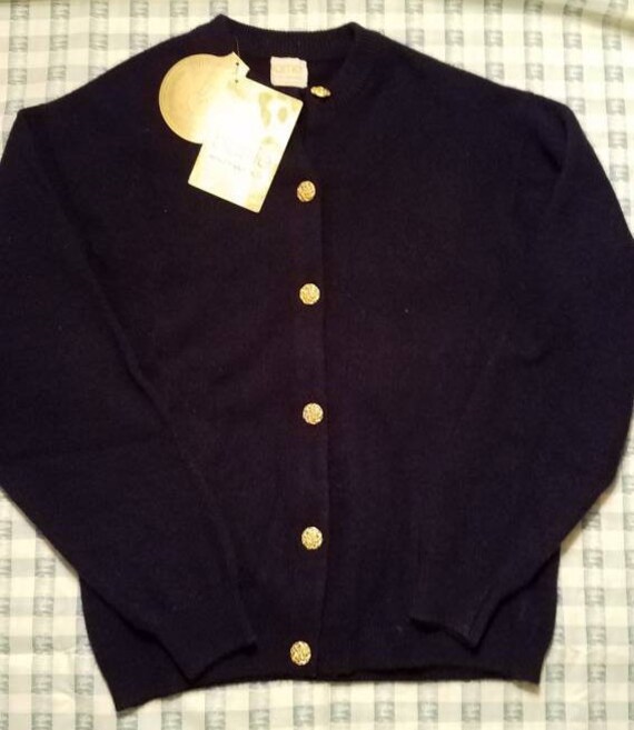 NOS/Cashmere Barrie Cardigan Navy Sweater Size 36… - image 3
