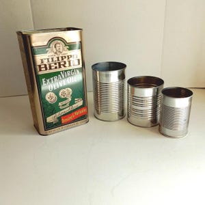 Empty Tin Cans for Crafts, Storage, or Planters Assorted Sizes