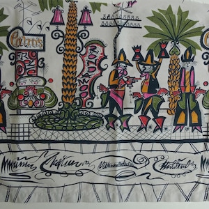 50&#39;s Mexican Skirt Remnant/Colorful MCM Fabric Outlaws Street Scene