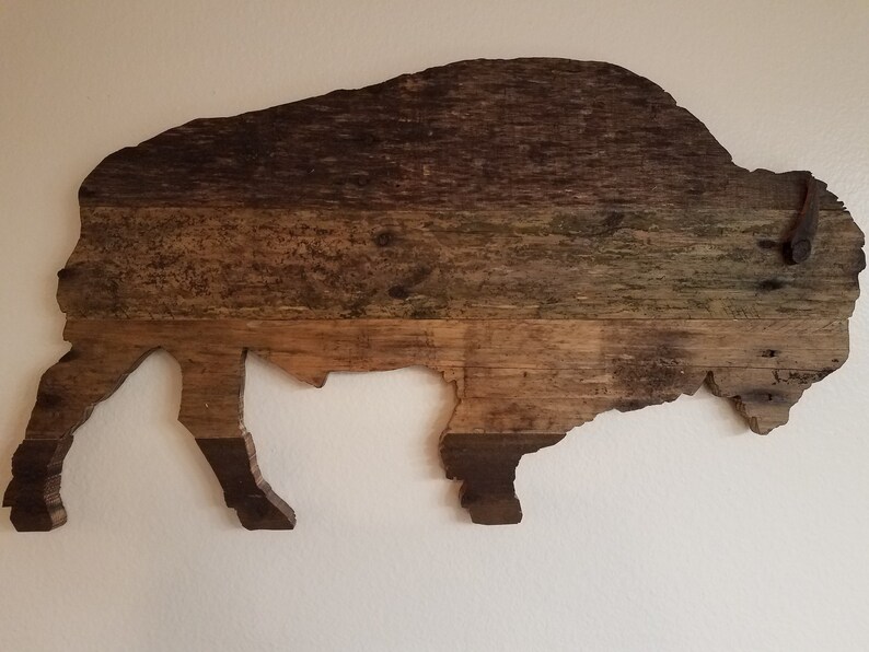 Bison American Buffalo Wall Art Reclaimed Wood Pallet Sign Etsy