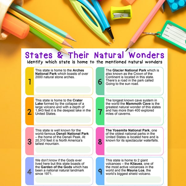 Quiz Sheet for Adults Etsy