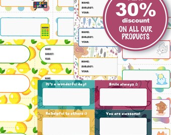 School Name Label Unicorn School Label Template Unicorn Name Etsy