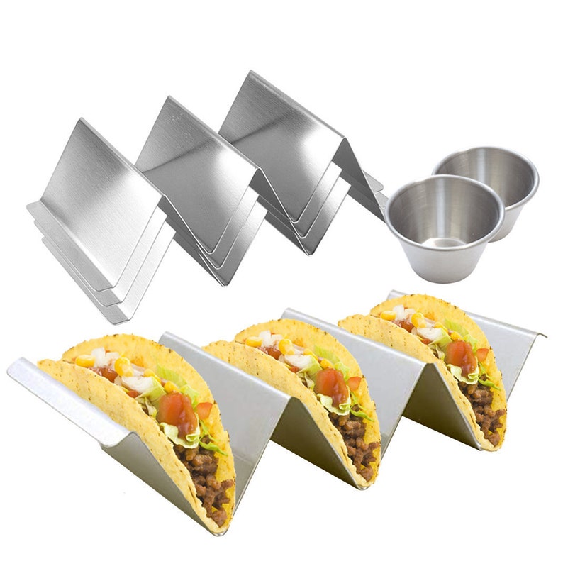 Racks Holders Home Garden Stand Up Taco Holder Stainless Steel Rack For Tacos Or Tortillas 2 Sauce Cups C Sanei Co Jp