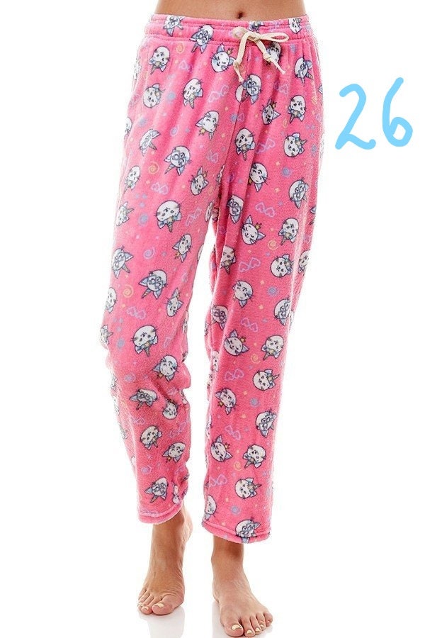 Fleece pajama print pants with drawstring lounge pants | Etsy