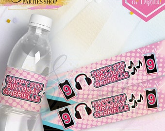 Music Teen Water Bottle Labels - Teen Dancing Party - Teen Music Birthday - Water Bottle Labels - Musical Tik Party Favors - Dance Music