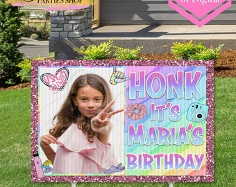 Happy Birthday Yard Sign -  Honk Outdoor Sign - VSCO Birthday - Birthday Yard Sign - Unicorn Sign -  Parade Birthday Sign - Honk Sign