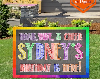 Happy Birthday Yard Sign -  Honk Outdoor Sign - Quarantine Birthday - Birthday Yard Sign - Unicorn Sign -  Rainbow Birthday Sign - Honk Sign