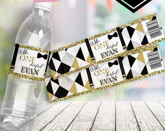 Mr. Onederful Water Bottle Labels - Little Man - Mr. Onederful Birthday Party - Printable Water Bottle - Little Boy Water Bottle - Favors