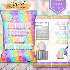 Pop It Chip Bag - Pop It Birthday Party - Pop It Favors - Fidget Party - Pop It Party - Pop It Decor - Pop It Toy - Pop It Gifts -Fidget Toy