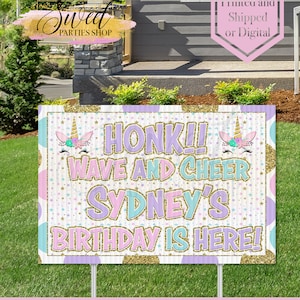 Happy Birthday Yard Sign -  Honk Outdoor Sign - Quarantine Birthday - Birthday Yard Sign - Unicorn Sign -  Unicorn Birthday Sign - Honk Sign