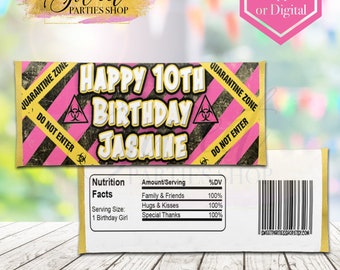 Quarantine Candy Bar Wrapper - Hershey Bar - Quarantine Favors - Birthday Hershey Bar - Quarantine Birthday Party - Quarantine Party Invite