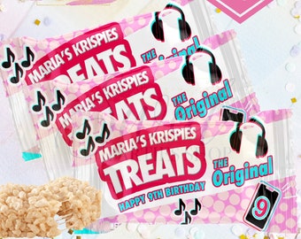 Music Dance Teen Krispy Treat Wrapper - Tok - Music Dance Birthday - Dance Party - Teen Music Favors - Dance Party Invite - Tik- Dance
