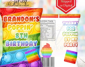 Pop It Chip Bag - Pop It Birthday Party - Pop It Favors - Fidget Party - Pop It Party - Pop It Decor - Pop It Toy - Pop It Gifts -Fidget Toy