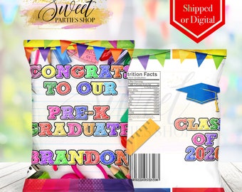 Pre K Graduation Chip Bag - Graduation Party - Graduation Favor Bag - Graduation - Chip Bags - Graduation Invitation - Pre K Grad Party