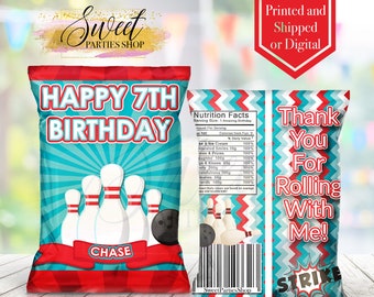 Bowling Chip Bag - Bowling Party - Bowling Favor Bag - Bowling Birthday - Chip Bags - Personalized - Bowling Invite - Bowling Decor