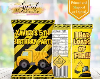 Construction Chip Bag - Construction Party - Construction Favor Bag - Construction Birthday - Chip Bags - Personalized - Construction Favor