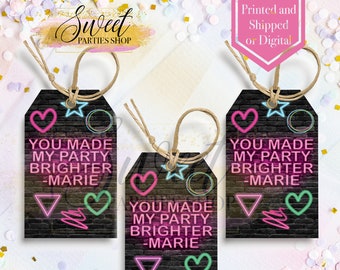 Glow Party Thank You Tag - Glow Party Favor Tag - Glow Party - Glow Birthday Party - Gift Tag - Favor Tag - Glow in the Dark Party - Favors