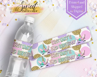 Unicorn Water Bottle Label - Unicorn Water Bottle - Unicorn Party - Unicorn Birthday - Unicorn Favors  - Unicorn Invite - Water Bottle Label