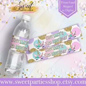 Unicorn Water Bottle Label - Unicorn Water Bottle - Unicorn Party - Unicorn Birthday - Unicorn Favors  - Unicorn Invite - Water Bottle Label