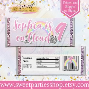 On Cloud 9 Candy Bar Wrapper - On Cloud 9 Party Favors - On Cloud 9 Birthday Party - On Cloud 9 Invite - On Cloud 9 Hershey Bar Wrapper