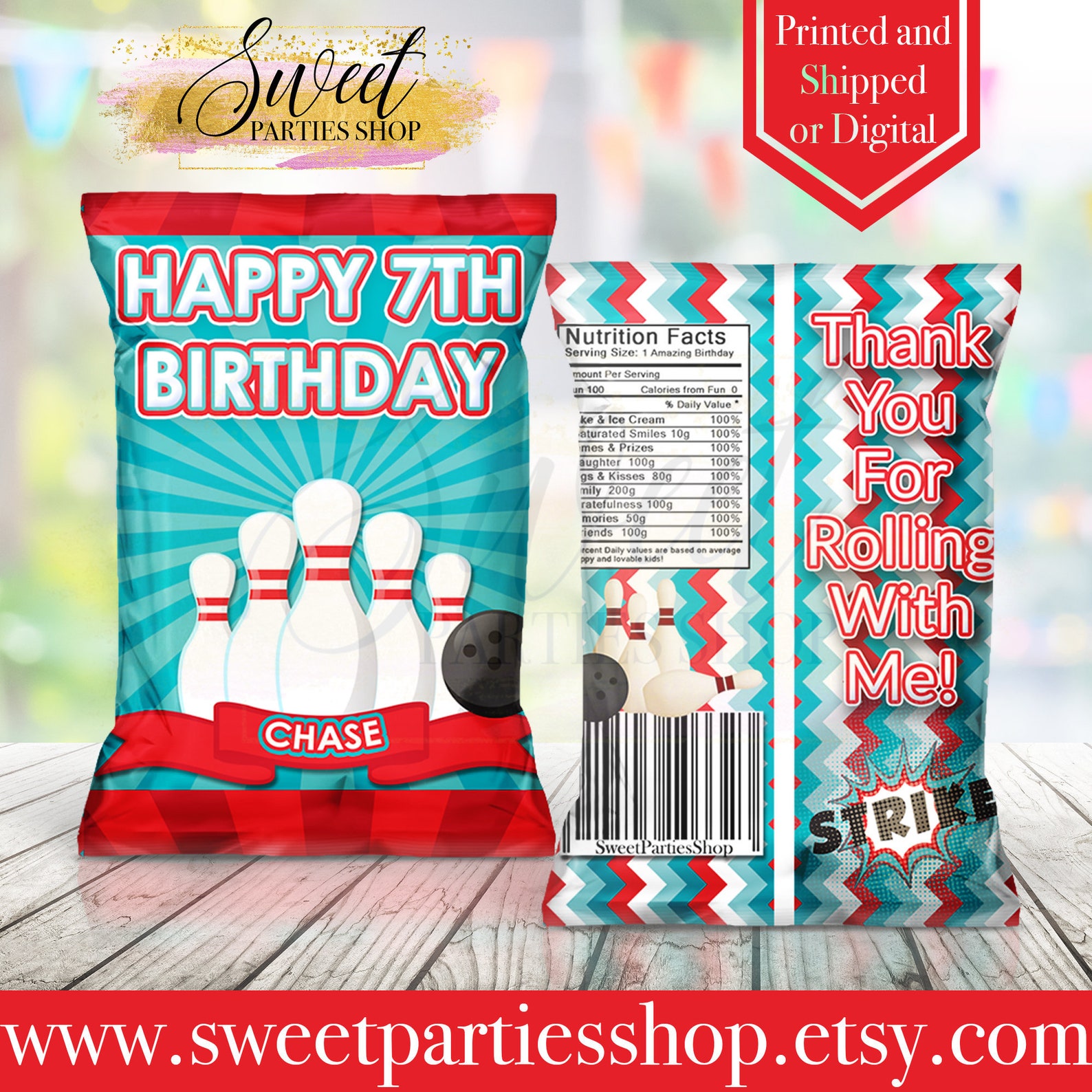 Bowling Chip Bag Bowling Party Bowling Favor Bag Bowling Birthday Chip