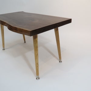 live edge / table / walnut / side table / accent table / danish modern / tapered legs / handcrafted / mid century modern