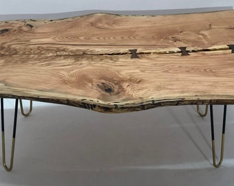 ON SALE 15% off!!   honey locust / live edge table / slab / hairpin legs / organic / contemporary / / coffee table / gnarly / sophisticated