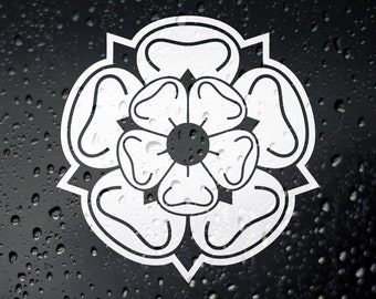 Yorkshire White Rose Campervan Sticker, Motorhome Caravan Car Van Window Bumper Decal