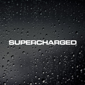Supercharged Car Sticker, Window Bumper Supercharger Hot Rod Drag Racing Muscle Car