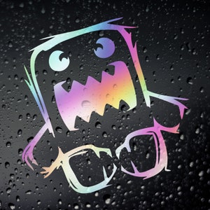Angry Domo Kun Chrome Oil Slick Car Sticker - JDM JAP Tuner Drift Tengoku Japanese