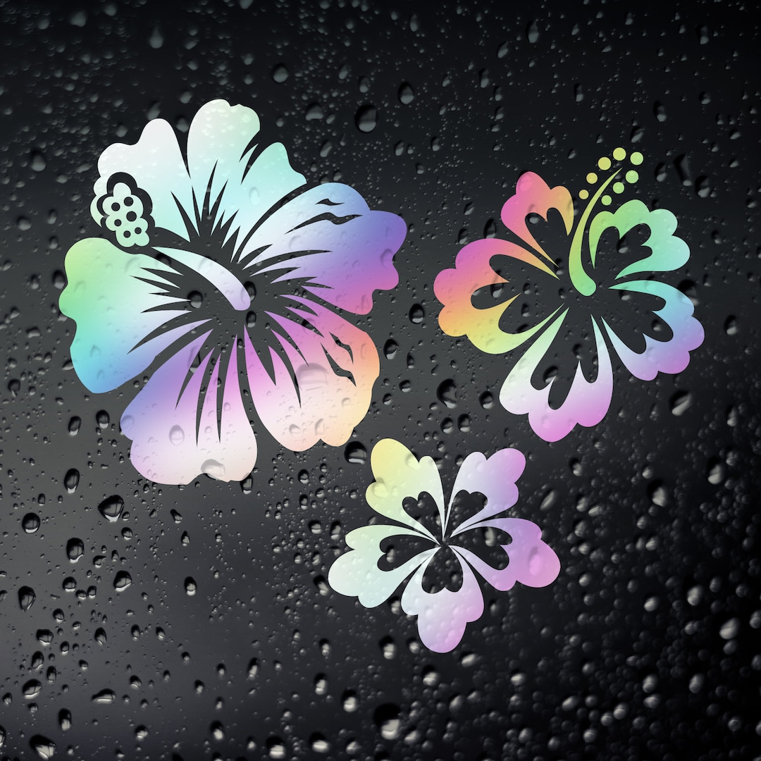 3S MOTORLINE 2-Pack Hot Pink 4" Hibiscus Flower Decal Sticker - Hawaiian Aloha Car Vinyl Decals