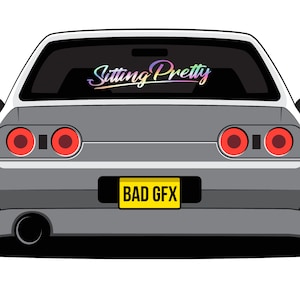 Sitting Pretty オイルスリック フロントガラスステッカー：JDM カービニールデカール