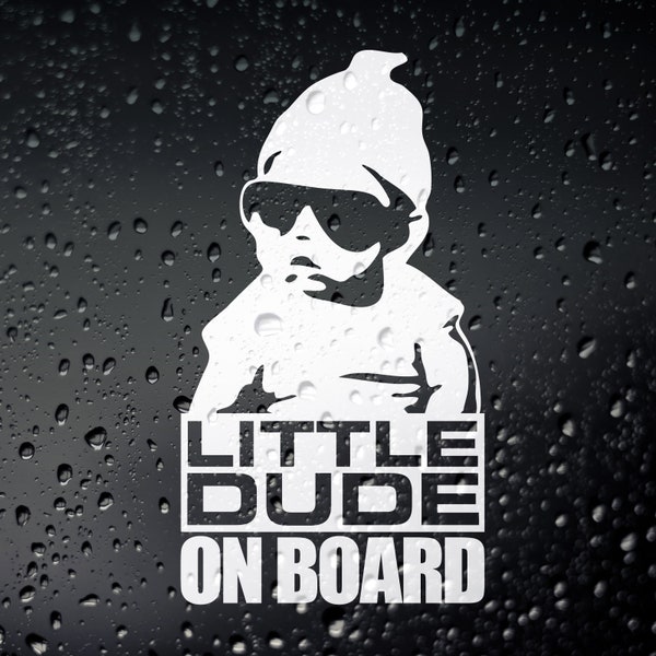 Little Dude On Board Funny Car Window Sticker - Baby Window Bumper Vinyl Decal