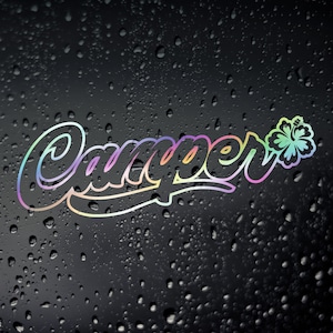 Camper Hawaiian Flower Camper Van Sticker, Oil Slick Campervan Decal