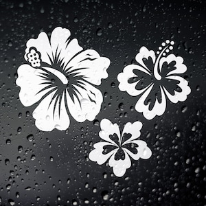 Hawaiian Lei Hibiscus Flowers x 3 Sticker, Campervan Surf