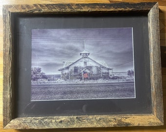 Farmhouse Photography Print | Art Print Vintage | Idaho Art | American Flag Art | Wood Frame