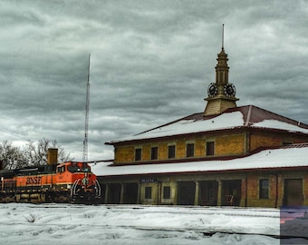 Train Station Photograph | Montana Artwork | Railroad Photography | BNSF Train