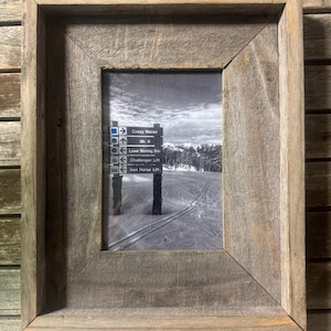 Big Sky Ski Print: Montana Landscape in Reclaimed Barn Wood Frame