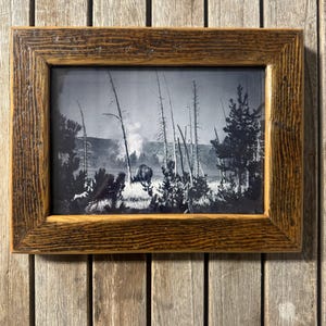 Framed Bison Photograph: Yellowstone Landscape, Reclaimed Wood Frame (5x7)